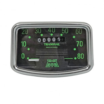 COMPTEUR CYCLO TRANSVAL 80KM/H POUR MBK/MOTOBECANE 88, 89 (AVEC DEMULTIPLICATEUR + TRANSMISSION)