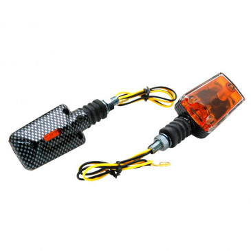 TURN SIGNAL (UNIVERSAL) REPLAY MINI RECTANGLE TRANSPARENT/CARBON (PAIR) ** (L 81mm / H 38mm / Wd 37mm) 3700948032701