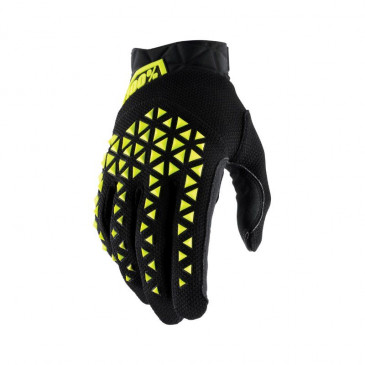 GLOVES - 100% AIRMATIC BLACK/FLUO YELLOW EURO 10 (L) (APPROVED EN 13594:2015)