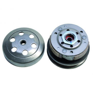 EMBRAYAGE SCOOT ADAPTABLE MBK 50 BOOSTER, STUNT/YAMAHA 50 BWS, SLIDER -DIAM 105- AVEC POULIE + CLOCHE -P2R- 3700948064481