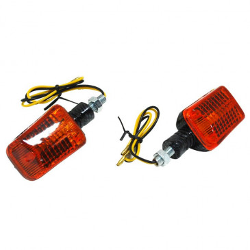 TURN SIGNAL (UNIVERSAL) REPLAY MINI RECTANGLE ORANGE/CARBON (PAIR) ** (L 75mm / H 38mm / Wd 36mm) 3700948032695