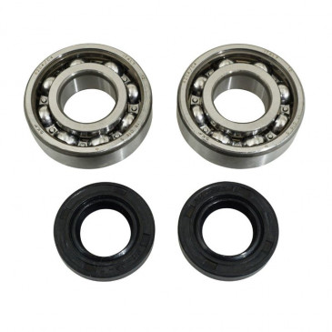 BEARING FOR CRANKSHAFT+SEALS FOR 50CC MOTORBIKE P2R FOR DERBI 50 SENDA, GPR/GILERA 50 SMT, RCR (ENGINE EURO 2 + EURO 3) (KIT 6204 SKF STEEL C4/NITRILE SEAL)