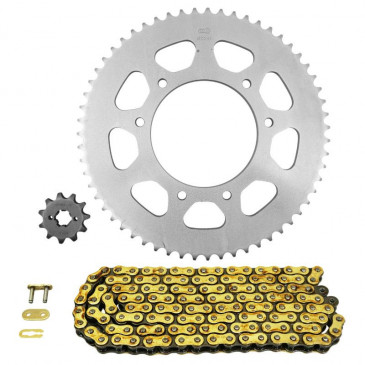 CHAIN AND SPROCKET KIT FOR DERBI 50 R SENDA XTREME 2018>2020 420 11x59 (Ø SPROCKET 102/125/8.5) (OEM SPECIFICATIONS) -AFAM-