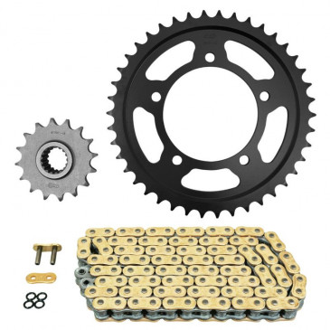 KIT CHAINE ADAPTABLE APRILIA 1000 RSV4 2011>2014, RSV4 APRC R 2012>2013, RSV4 APRC R ABS 2013>2014 525 16x42 (DIAM COURONNE 100/120/10.25) (DEMULTIPLICATION ORIGINE) -AFAM-