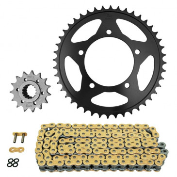 KIT CHAINE ADAPTABLE APRILIA 900 DORSODURO ABS 2017>2020 525 15x44 (DIAM COURONNE 100/120/10.25) (DEMULTIPLICATION ORIGINE) -AFAM-