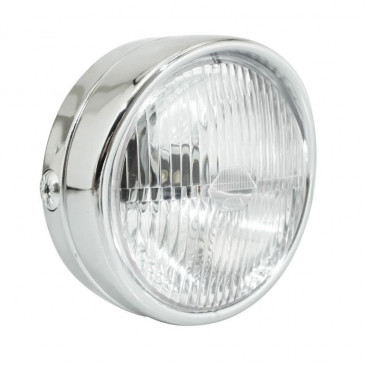 PHARE/PROJECTEUR CYCLO AVANT CHROME AVEC INTERRUPTEUR DIAM 140mm CASQUETTE CHROME (BA20D UNIVERSEL) -SELECTION P2R- 3701213422576