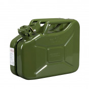 JERRYCAN/BIDON ESSENCE/CARBURANT PRESSOL METAL ARMEE TYPE US VERT 10L (HOMOLOGUE TUV/EN)