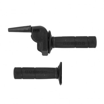 POIGNEE DE GAZ MOTO OFF ROAD DOMINO 2353 ALU NOIR AVEC REVETEMENT NOIR (MONOCABLE) 8033900035850