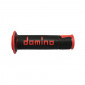 REVETEMENT POIGNEE DOMINO MOTO ON ROAD A450 NOIR/ROUGE OPEN END 120-125mm (PAIRE)