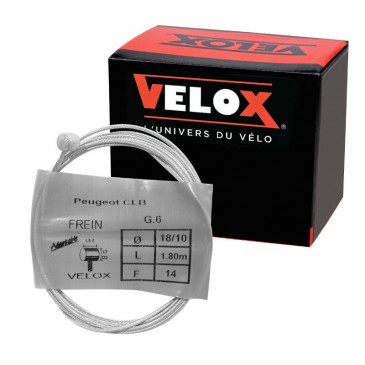 CABLE FOR BRAKES - FOR MOPED - VELOX G.6 FOR PEUGEOT head 8x8mm Ø 18/10 Lg 1,80M (14 wires) (IN BOX PER 25) 3660429953263