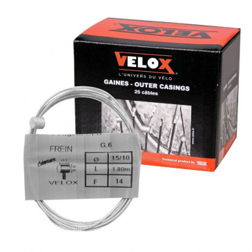 CABLE DE FREIN CYCLO VELOX G.6 POUR PEUGEOT BOULE 8x8mm DIAM 15/10 Lg 1,80M (14 FILS) (BOITE DE 25) 3660429953164