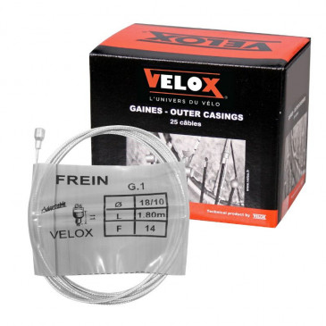 CABLE FOR BRAKES - FOR MOPED - VELOX G.1- FOR MBK head 6x10mm Ø 18/10 Lg 1,80M (14 wires) (IN BOX PER 25) 3660429911164