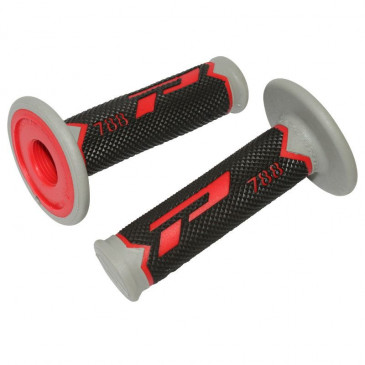 GRIP- PROGRIP OFF ROAD 788 TRIPLE DENSITY BASE COLOR RED/BLACK/GREY 115mm (PAIR) (CROSS/MX)