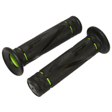 GRIP- PROGRIP ON ROAD 838 DUAL DENSITY GREEN/BLACK 122mm CLOSED END (PAIR) (ROAD BIKE) 0801766000323
