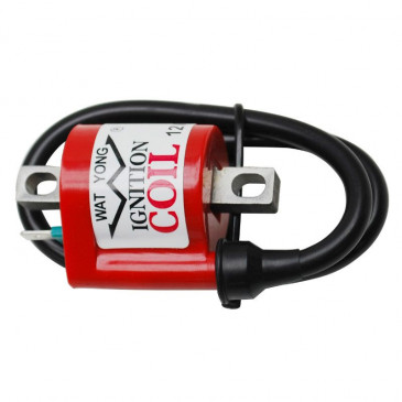 BOBINE ALLUMAGE SCOOT ADAPTABLE MBK 50 BOOSTER, MACH G, NITRO, OVETTO 2T, STUNT / YAMAHA 50 AEROX, BWS, JOG R, NEOS 2T, SLIDER (ROUGE - 35000mV) -P2R- 3701213426782