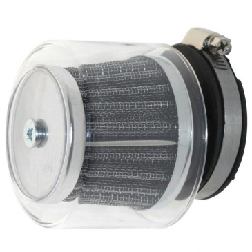AIR FILTER REPLAY SHA KN CHROME WITH TRANSPARENT COVER FOR SHA CARB (EXTERNAL DIMENSIONS: : Ø 70mm - LONG 80mm) 3700948036259
