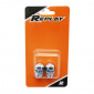 VALVE CAP-SCHRADER - REPLAY "SKULL WITH BLUE EYES" CHROME(PAIR) 3700948030783