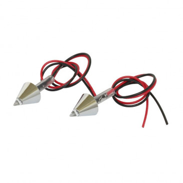LICENSE PLATE LIGHT REPLAY WITH LEDS (CONIC) CHROME Ø 4mm (1 LED RED) (PAIR) 3700948033814