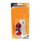 SUPPORT DE PLAQUE IMMATRICULATION AVEC FEU 50 A BOITE/MOTO ALU AVEC FEU ROND ROUGE (1 FAISCEAU PAR FEU) /ARGENT (L 171mm / H 30mm / L 105mm) ** -REPLAY- 3700948035405