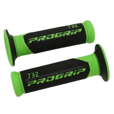 GRIP- PROGRIP SCOOTER 732 DUAL DENSITY GREEN FLUO PATTERN/BLACK 125mm (PAIR)