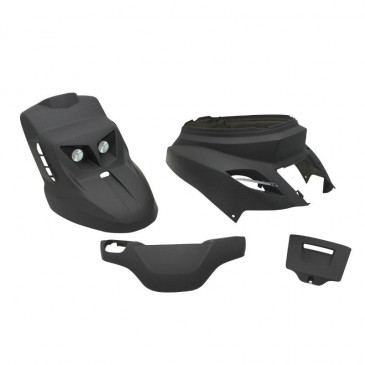 CARROSSERIE SCOOT REPLAY DESIGN EDITION POUR MBK 50 BOOSTER 2004>/YAMAHA 50 BWS 2004> NOIR MAT (KIT 4 PIECES LIVREE AVEC KIT ECLAIRAGE)