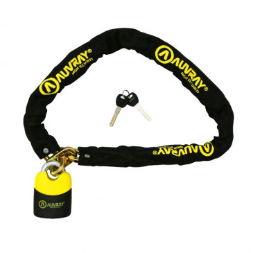 ANTIVOL A CHAINE AUVRAY K-BLOCK 1.20M MAILLON DIAM 10mm AVEC CADENAS 74x112mm 3700807700086