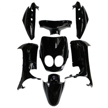 CARROSSERIE/CARENAGE SCOOT ADAPTABLE MBK 50 OVETTO 2008>2010 YAMAHA 50 NEOS 2008>2010 NOIR BRILLANT (KIT 7 PIECES) -P2R- 3700948054055