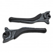 LEVIER DE FREIN ADAPTABLE MBK 50 NITRO / YAMHA 50 AEROX CARBONE BRILLANT (PAIRE) -REPLAY- 3700948037317