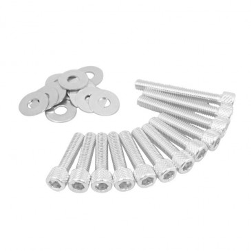 KIT FASTENER REPLAY FOR KICK STARTER COVER (ALUMINIUM) FOR MBK 50 BOOSTER/YAMAHA 50 BWS CHROME 6X25/40/45 (SET OF 12)