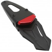 SUPPORT DE PLAQUE IMMATRICULATION AVEC FEU 50 A BOITE/MOTO WING AVEC FEU ROUGE A LEDS (L 347mm / H 60mm / L 98mm) (HOMOLOGUE CE) -REPLAY- 3700948040034