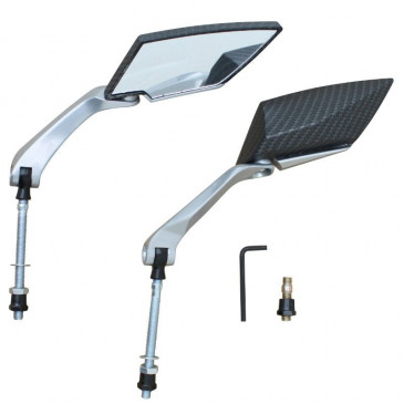 RETROVISEUR SCOOT REPLAY X-RUN2 CARBONE MAT (PAIRE) (TIGE DIAM 8mm x L90mm) 3700948039090