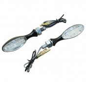 CLIGNOTANT UNIVERSEL REPLAY MINI OVALE 9 LEDS TRANSPARENT/NOIR CORPS ZAMAC (L 65mm / H 20mm / L 21mm) (HOMOLOGUE CE) (PAIRE) 3700948032657