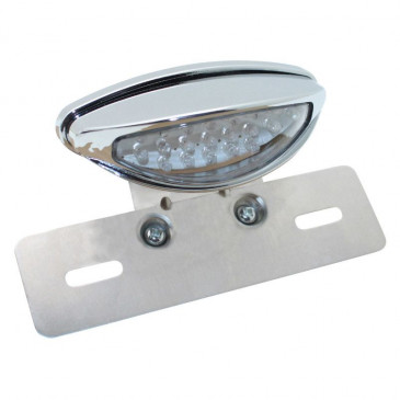 TAIL LIGHT FOR 50cc MOTORBIKE/MOTORBIKE REPLAY (ON PLATE) -WITH LEDS- OVAL SHAPED TRANSPARENT/CHROME (32 RED LEDS/4 CLEAR LEDS) -EEC APPROVED- 3700948035382