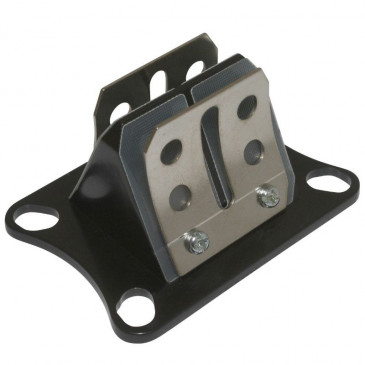 CLAPET 50 A BOITE FIBRE POUR MINARELLI 50 AM6/DERBI 50 SENDA, GPR/MBK 50 X-POWER/YAMAHA 50 TZR/PEUGEOT 50 XPS/RIEJU 50 RS1, SMX/GILERA 50 SMT, RCR/APRILIA 50 RS/GENERIC 50 TRIGGER (SUPPORT ALU) -P2R- 3700948050279