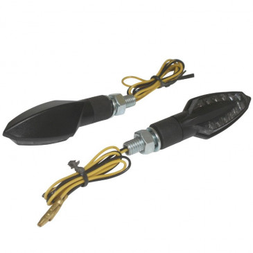 TURN SIGNAL (UNIVERSAL) REPLAY XRUN 4 - SMOKED/BLACK 12 LEDS -CEE APPROVED- (PAIR) (L 64mm / H 23mm / Wd 25mm) 3700948033043