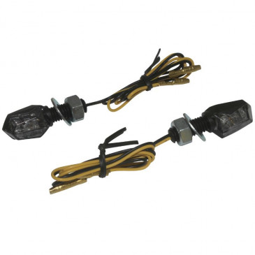 TURN SIGNAL (UNIVERSAL) REPLAY XRUN 5 MICRO SMOKED/BLACK 6 LEDS -CEE APPROVED- (PAIR) (L 24mm / H 13mm / Wd 16mm) 3700948033050
