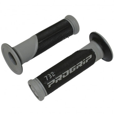 REVETEMENT POIGNEE PROGRIP SCOOTER ON ROAD 732 DOUBLE DENSITE GRIS/NOIR CLOSED END 125mm (PAIRE)