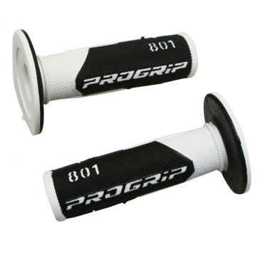 GRIP- PROGRIP OFF ROAD 801 DUAL DENSITY BASE WHITE/BLACK 115mm (PAIR) (CROSS/MX) 0801766007056