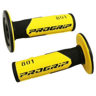 GRIP- PROGRIP OFF ROAD 801 DUAL DENSITY BASE BLACK/YELLOW 115mm (PAIR) (CROSS/MX)