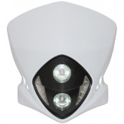 HEADLIGHT FAIRING FOR 50cc MOTORBIKE REPLAY DUKE -WHITE WITH CLEAR LEDS + HALOGEN BULBS 2x20W 8430525075498