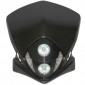 HEADLIGHT FAIRING FOR 50cc MOTORBIKE REPLAY DUKE - BLACK WITH CLEAR LEDS + HALOGEN BULBS 2x20W
