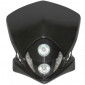 HEADLIGHT FAIRING FOR 50cc MOTORBIKE REPLAY DUKE - BLACK WITH CLEAR LEDS + HALOGEN BULBS 2x20W 3700948040195