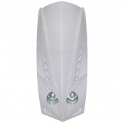 CARENAGE/TABLIER AV SCOOT REPLAY ADAPTABLE PEUGEOT 50 LUDIX BLANC BRILLANT DOUBLE OPTIQUE AVEC LEDS BLANCHES POUR COMPTEUR TRIANGULAIRE (2x20W + LEDS) 3700948034347