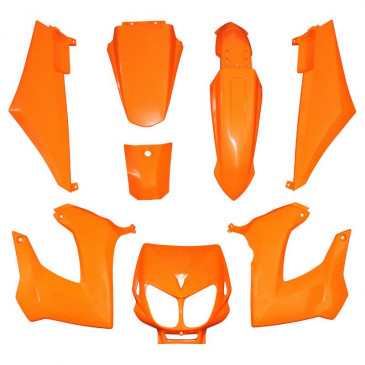 FAIRINGS/BODY PARTS FOR 50cc MOTORBIKE DERBI 50 SENDA 2000>2010 ORANGE GLOSS (8 PARTS KIT) SELECTION P2R-