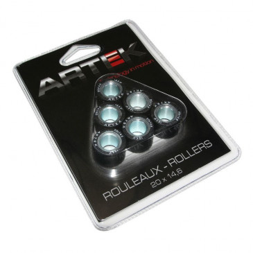 GALET/ROULEAU MAXISCOOTER ARTEK K1 20x14,6 13,5g (x6) POUR HONDA 125 FORZA, PCX, SH, PANTHEON, S-WING/ KYMCO 125 DINK, GRAND-DINK 3700948001394
