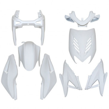 CARROSSERIE/CARENAGE SCOOT ADAPTABLE MBK 50 NITRO 1997>2012/YAMAHA 50 AEROX 1997>2012 BLANC BRILLANT (KIT 8 PIECES) -P2R- 3700948046661