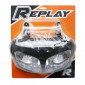 TWIN HEADLIGHTS REPLAY RR8 FOR MBK 50 BOOSTER 2004>/YAMAHA 50 BWS 2004> BLACK MAT/CHROME + 2 HALOGEN BULBS 20W **