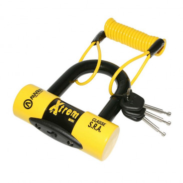 ANTIVOL U / BLOQUE DISQUE AUVRAY XTREM MINI 52 x 65 mm DIAM 16mm AVEC CORDON DE RAPPEL (CLASSE SRA) (3 CLES) 3700807700840