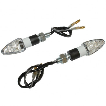 CLIGNOTANT UNIVERSEL REPLAY MICRO FLECHE 8 LEDS TRANSPARENT/BLANC (L 55mm / H 20mm / L 23mm) (HOMOLOGUE CE) (PAIRE)