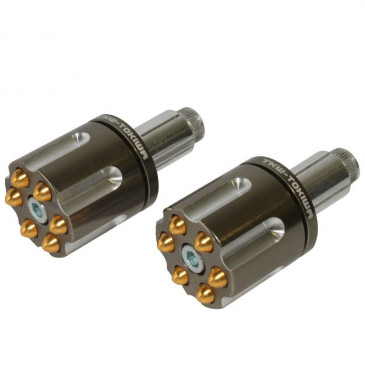 EMBOUT DE GUIDON AVOC COLT ALU CNC TITANE/OR DIAM 13 ET 17mm (PAIRE) 3700948034163